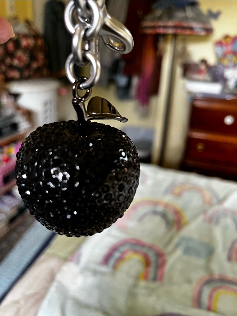 Coach Black Crystal Apple Bag Charm - Picture 5 of 14